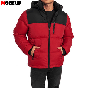 Chaqueta de invierno OEM personalizada de alta calidad para hombre, gruesa burbuja acolchada con cuello levantado, cierre de cremallera y diseño de bloque de color - Product Image 4