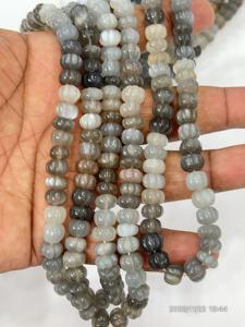 ลูกปัดมูนสโตนธรรมชาติทรงฟักทอง ขนาด 8-10 มม. ความยาว 17 นิ้ว - Product Image 3