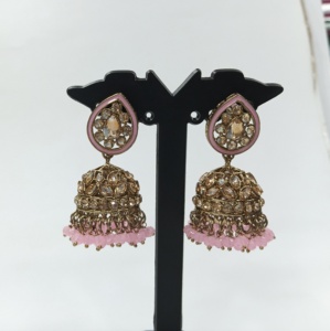 Pendientes de campana de gota de agua de moda superior Vintage estilo Kundan indio tradicional aleación chapada en oro conjunto de pendientes de boda para mujer - Product Image 1