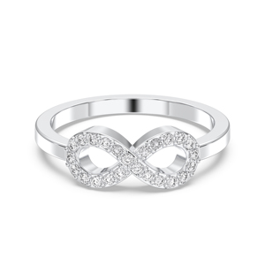 Anillo de compromiso de diamante redondo de moissanita de 0,20 quilates, forma infinita en platino 950 para mujer - Product Image 1