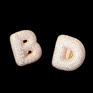 Bague Hip Hop en Argent Sterling 925 avec Diamant Cultivé Personnalisé de Luxe, Lettre Personnalisée, Sertie de Diamants, Coupe Ronde pour Hommes - Product Image 2