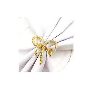 Rond de serviette en métal de luxe Design de feuilles d'or Réglable Décor de table de dîner de mariage Anneau de serviette en or de luxe - Product Image 5