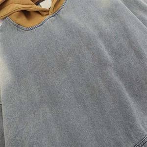 Sweat à capuche zippé pour homme en polyester/coton avec impression numérique délavée à l'acide, coupe oversize régulière à épaules tombantes, motif uni, hiver - Product Image 4