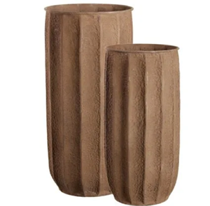 Maceta redonda de acero inoxidable mate para decoración del hogar, Juego de 2 macetas de metal, maceta de hierro, maceta galvanizada decorativa pequeña y grande - Product Image 3