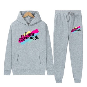 Vêtements de sport décontractés pour hommes et femmes 100% coton, pulls à capuche à manches longues, ensembles de pantalons de sport à la mode pour l'automne - Product Image 3