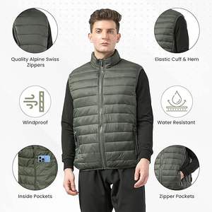 Chaleco acolchado para hombre, resistente al agua paquete alternativo, prendas de vestir exteriores con cremallera, bolsillos cálidos, chaqueta de capa versátil, acolchado - Product Image 1