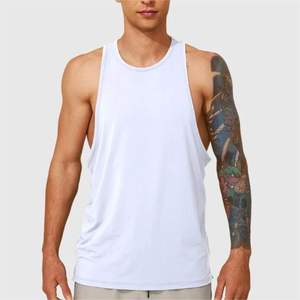Último Desihn venta al por mayor verano alto elástico gimnasio camisetas sin mangas poliéster personalizado transpirable hombres Fitness camiseta sin mangas - Product Image 6