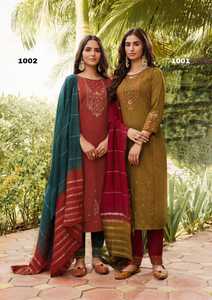 Aarohi VOL Chinon หนักกับงานเย็บปักถักร้อย kurti - Product Image 5