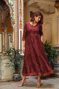 Robe Mirana en pur coton, imprimée à la main, style bohème, vêtement d'été éthique fait à la main - Product Image 6