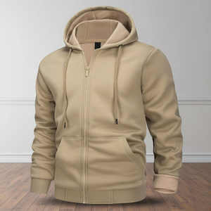 Sweat à capuche zippé pour homme, automne, matière en coton respirant et écologique, avec couleurs et logo personnalisés - Product Image 1
