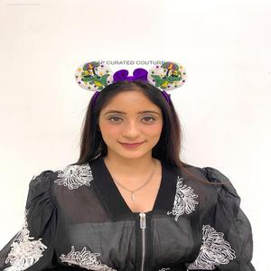 Custom Made Indian Handmade Ears <b>Headbands</b> Funky Trendy Fashion Hairbands Hand Embroidered Glass Beads Mardi Gras Style - Product Image 1