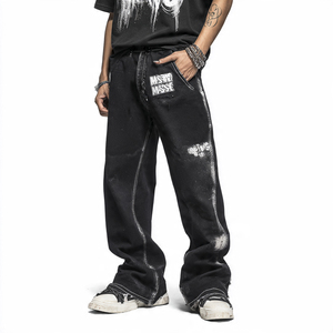 Pantalones Deportivos de Hombre Estilo Urbano, Vintage, Holgados, con Logotipo Termotransferible, Efecto Spray-Sun en las Rodillas - Product Image 5