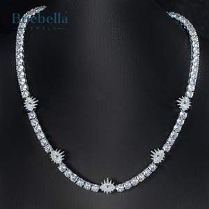 Alta calidad 925 Plata y 14K chapado en oro blanco elegante 5mm Moissanite Diamond Iced Eye Cadena de tenis para hombres collares de hombres - Product Image 2