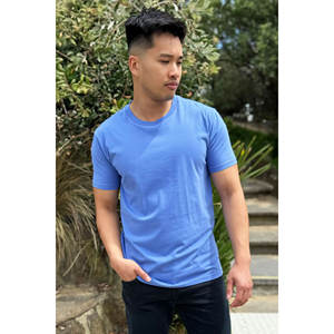 Ligero azul cielo clásico para hombre 100% algodón Premium pesado manga corta color sólido 100% algodón camiseta para hombre - Product Image 2