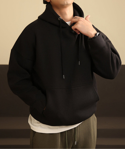 Sweat à capuche surdimensionné en molleton d'automne 100% coton avec logo personnalisé brodé pour hommes, taille plus, écologique - Product Image 4