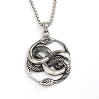 Vintage Edelstahl Doppel-Schlangen-Anhänger Halskette Einseitiger Punk-Charm für Herren Streetwear Schmuck Großhandel