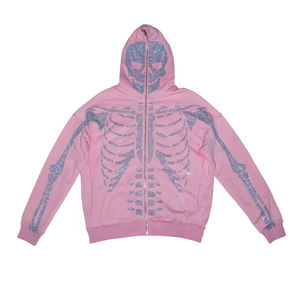 Sweat à capuche avec logo personnalisé Rhinestone délavé au soleil 320GSM Cotton Fleece Bling Streetwear Pullover Regular Fit pour hommes et femmes - Product Image 1