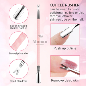 Durable Stainless Steel Dual End Cuticle Pusher Ergonomic Reusable Customizable Manicure Pedicure <b>Nail</b> Care Cleaning <b>Tool</b> - Product Image 5