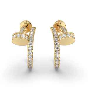 Boucles d'oreilles créoles en or pour femmes avec diamant CVD, simples et brillantes cultivées en laboratoire, bijoux fins uniques arrivés - Product Image 1