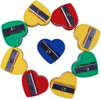 Shirley ya meilleure marque privée fournitures de papeterie manuelle bleu 1 trou coquille en plastique gomme à crayon taille-crayon Heart Design