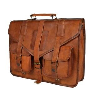 Sacoche pour ordinateur portable en cuir véritable fabriquée à la main en Inde, sac messager unique, luxe, étanche, boucle, écologique, tendance, épaule - Product Image 2