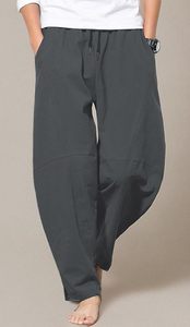 2025 Vintage grande taille hommes pantalons haute qualité léger tricoté toile séchage rapide taille moyenne Style lavé - Product Image 5