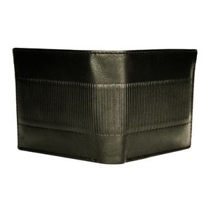 Portefeuille court en cuir véritable élégant pour hommes ouvert Logo en relief personnalisé Porte-cartes bloquant la RFID Design rayé - Product Image 2