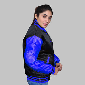 Chaqueta universitaria de satén y béisbol para hombre personalizada al por mayor chaqueta con letras bordadas de invierno chaquetas universitarias con letras de satén de seda - Product Image 2