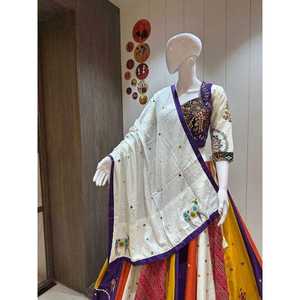 Lehenga Choli Tradicional de Algodón Jaam, Largo hasta el Suelo, Corte Ajustado, Reversible, para Mujer, Ropa Étnica para Festivales de Verano, Bordado de Primera Calidad - Product Image 5