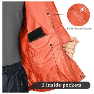 Waterproof Windproof Eco-Friendly Stand Collar Front Logo Adults Unisex Raincoat Outdoor <b>Packable</b> Motorcycle Travel Rain <b>Jacket</b> - Product Image 3