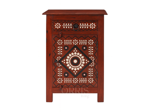 Chevet en bois massif artisanal avec motifs sculptés complexes, design moderne, rangement, construction durable pour hôtel et usage domestique - Product Image 3