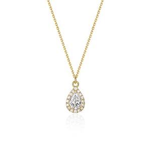 Collar con colgante de halo de diamantes talla pera Regal de 0.69 ct, diamante cultivado en laboratorio D-F VVS1-VS2 en oro amarillo de 18 quilates, regalo romántico para ella - Product Image 1
