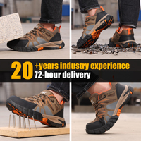 Chaussures de sécurité pour hommes GUYISA, couleur marron, tige en microfibre, semelle en caoutchouc, embout en acier