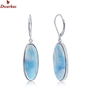 Pendientes Clásicos de Plata de Ley 925 con Piedra Preciosa Natural de Larimar, Pendientes Largos, Fabricante de Pendientes al por Mayor - Product Image 2