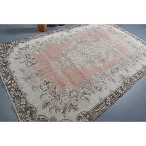 Classique blanc gris 6.3 X 10.1ft laine tapis turc Patchwork salon tapis pour chambre Latex support Rectangle couloir - Product Image 2