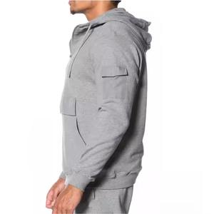 Sweat à capuche zippé intégral en coton respirant pour homme, broderie personnalisée en molleton bouclette, sweat court uni 100 % coton soyeux 2026 - Product Image 3