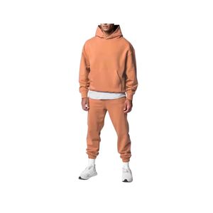 Conjunto de ropa para correr de invierno Unisex Color personalizado 100% algodón polar chándal Sudadera con capucha pantalones Jogger cordón transpirable - Product Image 2