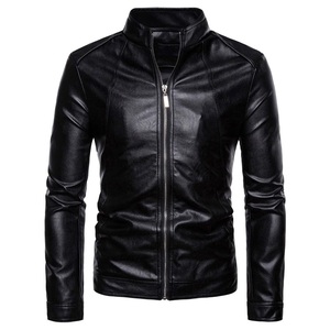 Chaquetas de cuero genuino para hombres Cremallera Moda negro teñido desgaste Stand Collar chaquetas de cuero para hombres colores y tamaños personalizados - Product Image 1