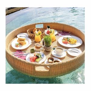 Bandejas flotantes de ratán para escapes junto al mar: perfectas para guardar aperitivos y bebidas mientras descansa en el océano o hace un picnic - Product Image 6