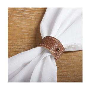 leather Wedding <b>Table</b> Napkin Ring Home Decor Leather Napkin Holder Napkin Band Rings <b>Table</b> Decorative brown color - Product Image 4