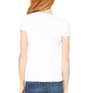 Camiseta de manga corta de verano para mujer 100% algodón de alta calidad Anti-Pilling logotipo personalizado nuevo diseño de moda pluma sólida Casual - Product Image 4
