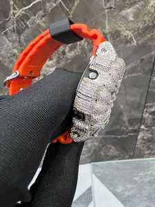 Reloj Deportivo Mecánico de Plata de Ley 925 para Hombre, Cristal de Zafiro, Diamante Moissanita Helado con Claridad VVS, Correa de Goma - Product Image 4