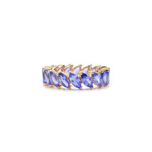 Bague de fiançailles en or rose massif 14 carats avec pierre précieuse tanzanite de coupe marquise naturelle de 6x3 mm au design moderne pour femmes - Product Image 2