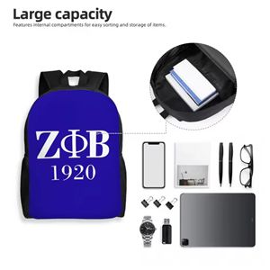 Mochila Casual para Estudiantes con Patrón de Letras Zeta Phi Beta, Cierre de Cremallera Cordura, Forro de Cachemira, Correa de Hombro Arqueada, Grande - Product Image 4