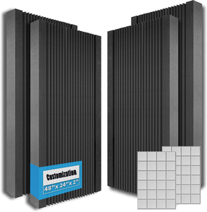 Panneaux acoustiques en mousse de polyuréthane haute densité noire, design en forme de coin, 48 pouces x 24 pouces x 2 pouces, modèle insonorisant pour mur/plafond - Product Image 1
