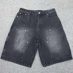 Pantalones Cortos Holgados para Hombre, Estilo Urbano, Personalizables con Logotipo, Transpirables, Vintage, Desgastados, Lavados al Ácido, Color Sólido - Product Image 4