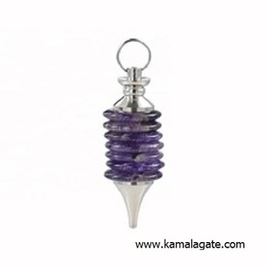 Vente en gros de pierres précieuses naturelles Lapiz Lazuli générateur d'énergie pendule de guérison pendentifs à breloques en métal pendentifs à la mode breloques - Product Image 5