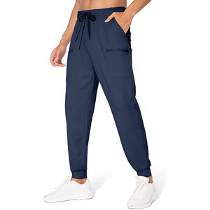 Pantalones de chándal ligeros para hombre OEM de último diseño personalizado con bolsillos con cremallera, pantalones de pantalón antishirk para entrenamiento de gimnasio para hombre - Product Image 1