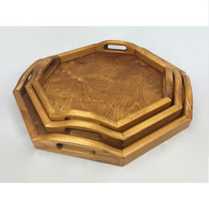 Plateau de service en forme d'hexagone de la meilleure qualité avec poignée en métal plateau décoratif de stockage en bois pour l'utilisation de restaurant d'hôtel à la maison - Product Image 5