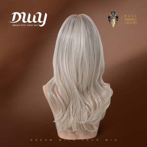 Esma-DWY Peluca Sintética de Alta Calidad de 20 Pulgadas sin Pegamento para Mujer, con Encaje Frontal Mono, Larga, Ondulada, con Reflejos Rubios, Material de Fibra - Product Image 3